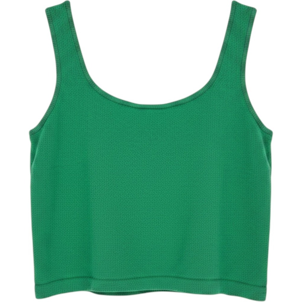 St John Kelly Green Knit Tank Top Shell‎ Scoop Neck Sleeveless Cropped M